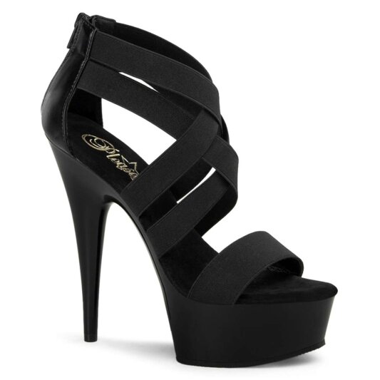 Pleaser DELIGHT-669 Black Elastic Band-Faux Leather/Black EU-35 / US-5