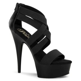Pleaser DELIGHT-669 Black Elastic Band-Faux Leather/Black...