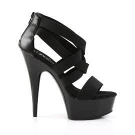 Pleaser DELIGHT-669 Black Elastic Band-Faux Leather/Black EU-35 / US-5
