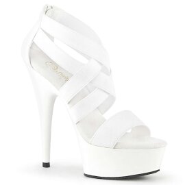 Pleaser DELIGHT-669 White Elastic Band-Faux Leather/White...