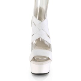 Pleaser DELIGHT-669 White Elastic Band-Faux Leather/White...