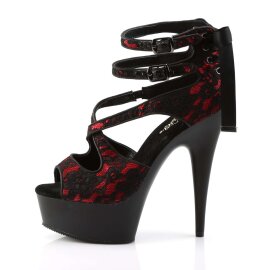 Pleaser DELIGHT-678LC Red Satin-Lace/Black Matte EU-35 / US-5