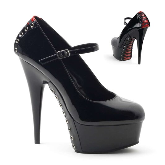 Pleaser DELIGHT-687FH Black-Red Patent/Black EU-35 / US-5