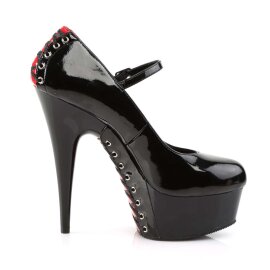 Pleaser DELIGHT-687FH Black-Red Patent/Black EU-35 / US-5