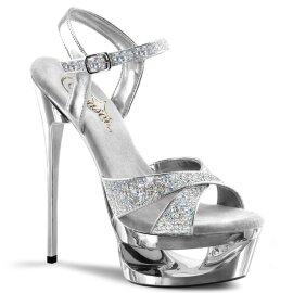 Pleaser ECLIPSE-619G Silver Multi Glitter/Silver Chrome EU-37 / US-7