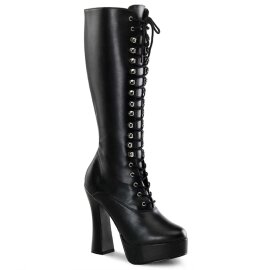 Pleaser ELECTRA-2020 Black Faux Leather EU-38 / US-8