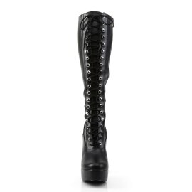 Pleaser ELECTRA-2023 Black Stretch Faux Leather EU-37 / US-7