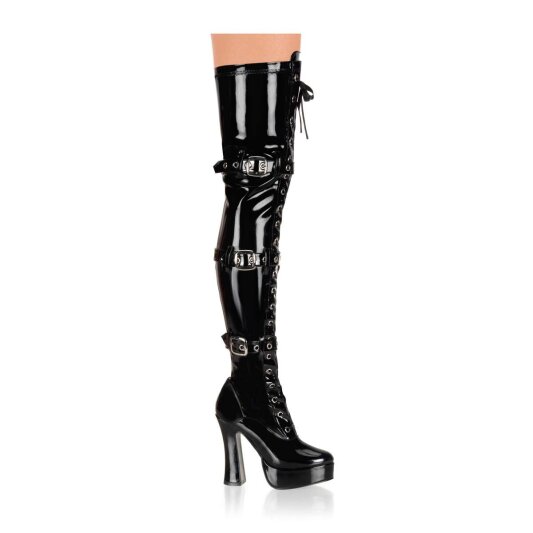 Pleaser ELECTRA-3028 Black Stretch Patent EU-42 / US-12