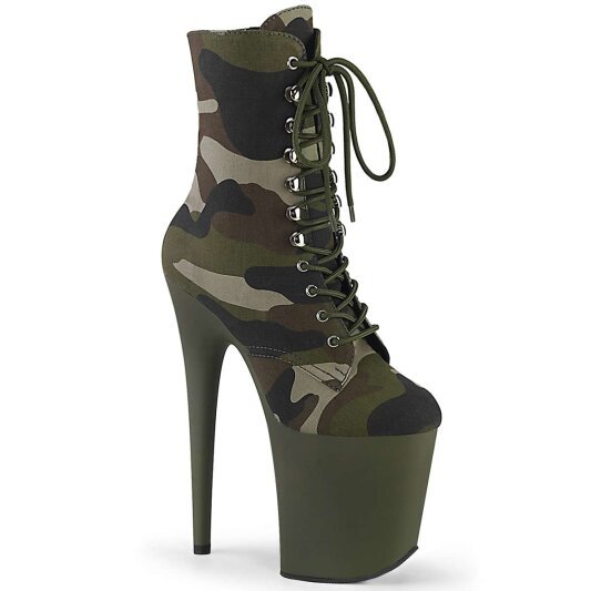 Pleaser FLAMINGO-1020CAMO Green Camo Fabric/Dark Olive Matte EU-35 / US-5