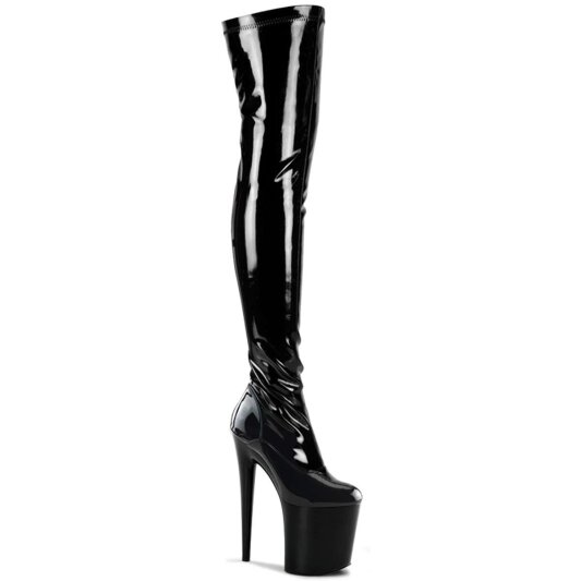 Pleaser FLAMINGO-3000 Black Stretch Patent/Black EU-38 / US-8