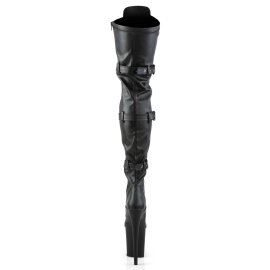 Pleaser FLAMINGO-3028 Black Stretch Faux Leather/Black Matte EU-37 / US-7