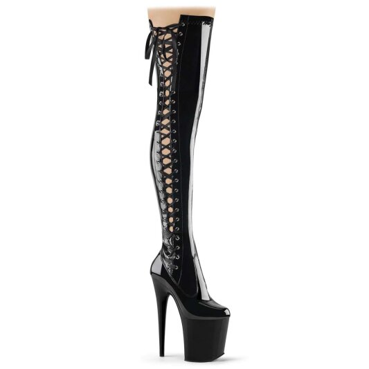Pleaser FLAMINGO-3050 Black Stretch Patent/Black EU-37 / US-7