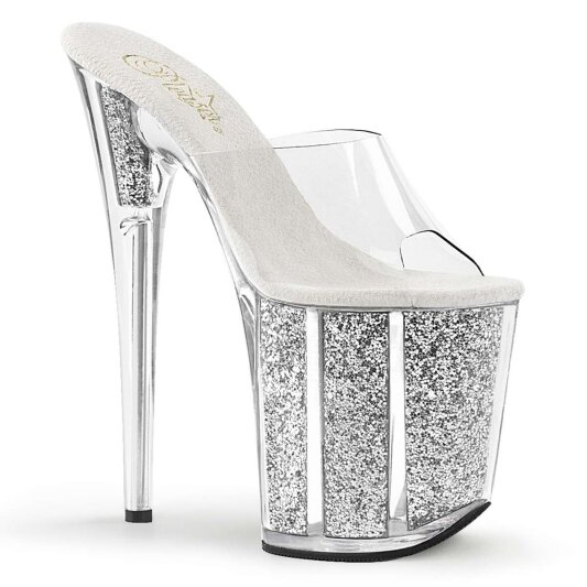 Pleaser FLAMINGO-801G Clear/Silver Glitter EU-35 / US-5