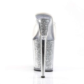 Pleaser FLAMINGO-801G Clear/Silver Glitter EU-35 / US-5