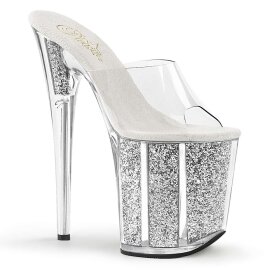 Pleaser FLAMINGO-801G Clear/Silver Glitter EU-37 / US-7