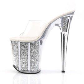 Pleaser FLAMINGO-801G Clear/Silver Glitter EU-38 / US-8