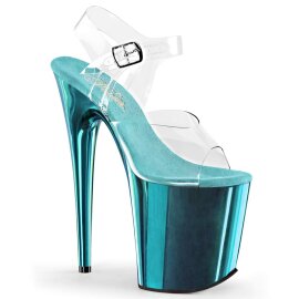 Pleaser FLAMINGO-808 Clear/Turquoise Chrome EU-35 / US-5