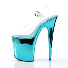 Pleaser FLAMINGO-808 Clear/Turquoise Chrome EU-37 / US-7