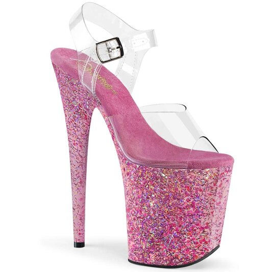 Pleaser FLAMINGO-808CF Clear/Pink Confetti EU-35 / US-5