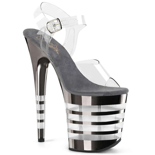 Pleaser FLAMINGO-808CHLN Clear/Pewter Chrome EU-35 / US-5