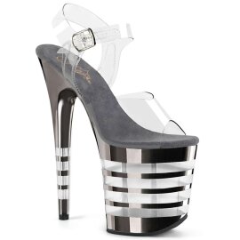 Pleaser FLAMINGO-808CHLN Clear/Pewter Chrome EU-35 / US-5