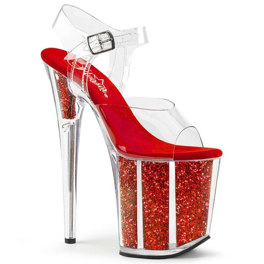 Pleaser FLAMINGO-808G Clear/Red Glitter EU-35 / US-5