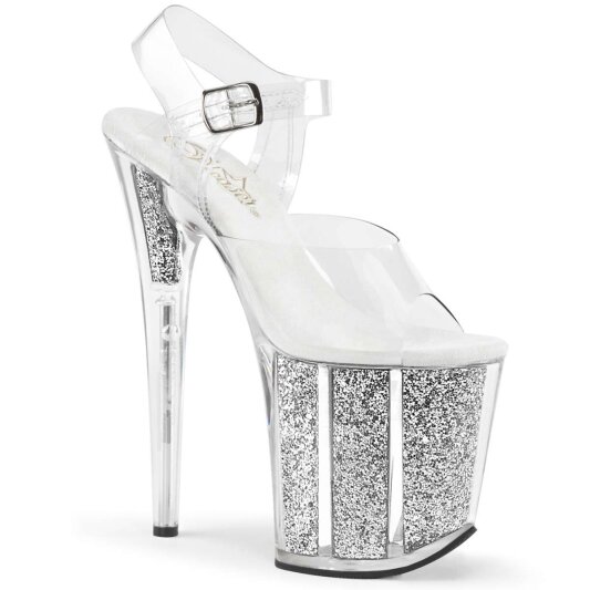 Pleaser FLAMINGO-808G Clear/Silver Glitter EU-35 / US-5
