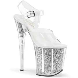 Pleaser FLAMINGO-808G Clear/Silver Glitter EU-35 / US-5