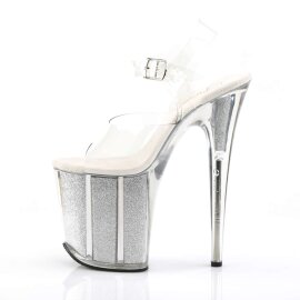 Pleaser FLAMINGO-808G Clear/Silver Glitter EU-35 / US-5