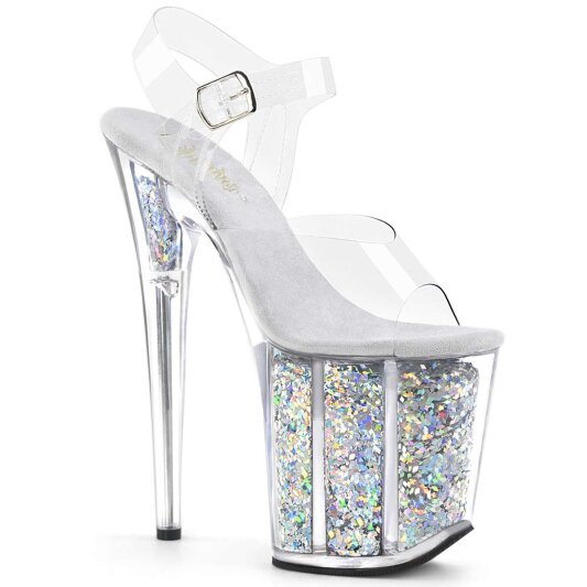 Pleaser FLAMINGO-808GF Clear/Silver Multi Glitter EU-35 / US-5