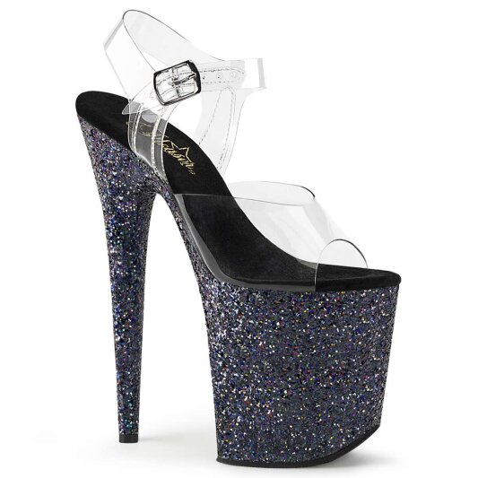 Pleaser FLAMINGO-808LG Clear/Black Multi Glitter EU-35 / US-5