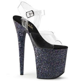 Pleaser FLAMINGO-808LG Clear/Black Multi Glitter EU-35 /...