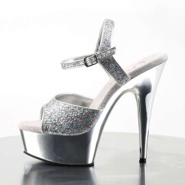 Pleaser DELIGHT-609G Silver Multi Glitter/Silver Chrome EU-36 / US-6