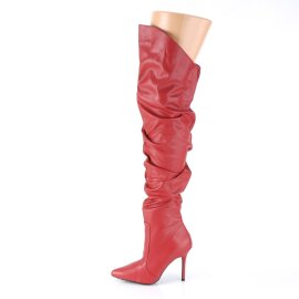 Pleaser CLASSIQUE-3011 Overknee Boots Faux Leather Red EU-39 / US-9