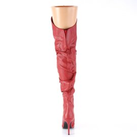 Pleaser CLASSIQUE-3011 Overknee Boots Faux Leather Red EU-39 / US-9