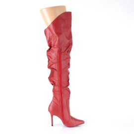 Pleaser CLASSIQUE-3011 Overknee Boots Faux Leather Red EU-39 / US-9