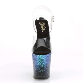 Pleaser FLAMINGO-808SS Clear/Black-Blue Multi Glitter...