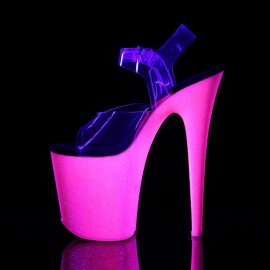 Pleaser FLAMINGO-808UVG Clear/Neon Hot Pink Glitter EU-40 / US-10