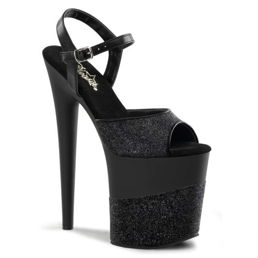 Pleaser FLAMINGO-809-2G Black Glitter/Black-Glitter EU-41 / US-11