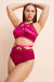 Lunalae Top Katherine Cross Over Satin Magenta L