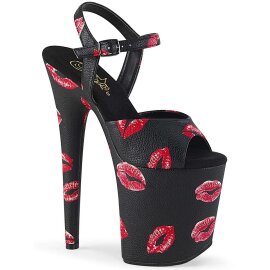 Pleaser FLAMINGO-809KISSES Black Faux Leather/Black Faux...