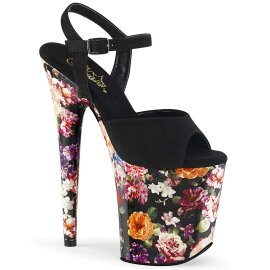 Pleaser FLAMINGO-809WR Black Faux Suede/Flower Print...