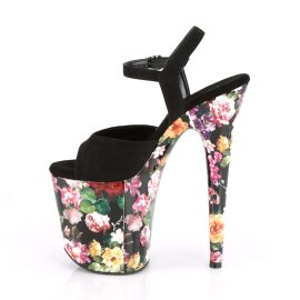 Pleaser FLAMINGO-809WR Black Faux Suede/Flower Print Wrapped EU-35 / US-5
