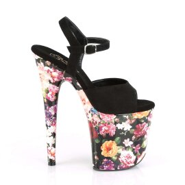 Pleaser FLAMINGO-809WR Black Faux Suede/Flower Print Wrapped EU-35 / US-5