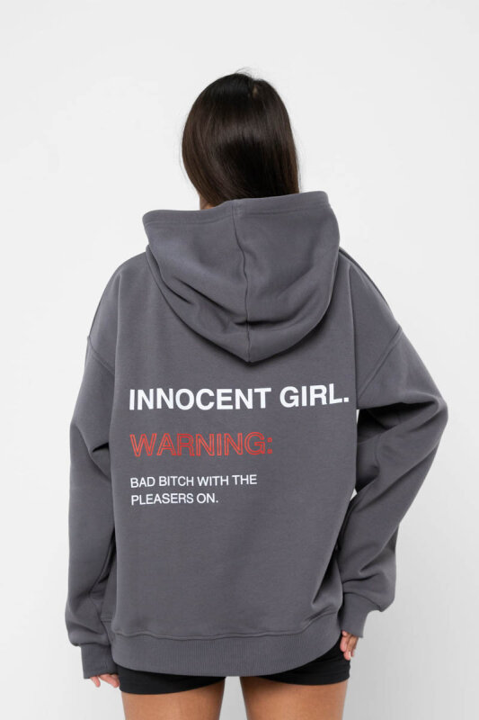 REV ACTIV Hoodie Premium Innocent Girl With Pleasers On Grey L
