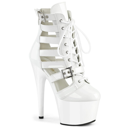 Pleaser ADORE-1013MST Platform Ankle Boots Patent White EU-40 / US-10