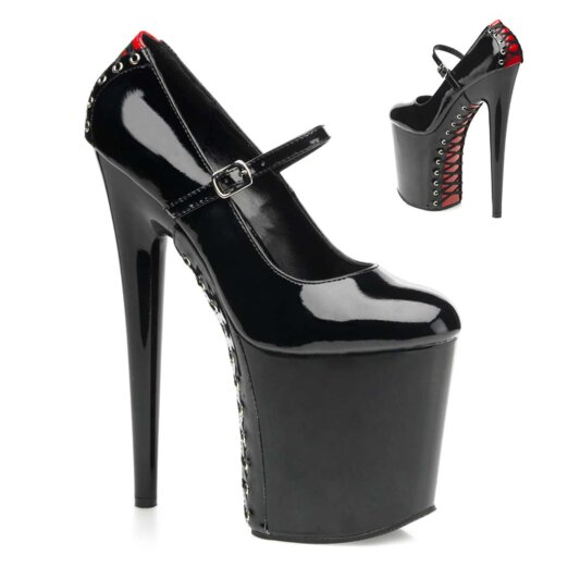 Pleaser FLAMINGO-887FH Black-Red Patent/Black EU-35 / US-5