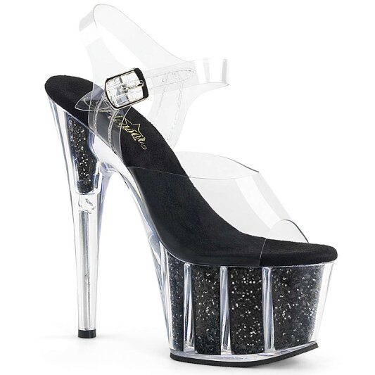 Pleaser ADORE-708G Clear/Black Glitter Inserts EU-39 / US-9