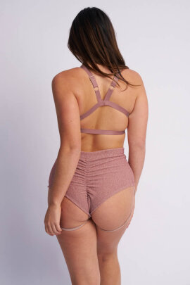 Lunalae Shorts Lure You High Waist Garter Rose Gold Lurex L