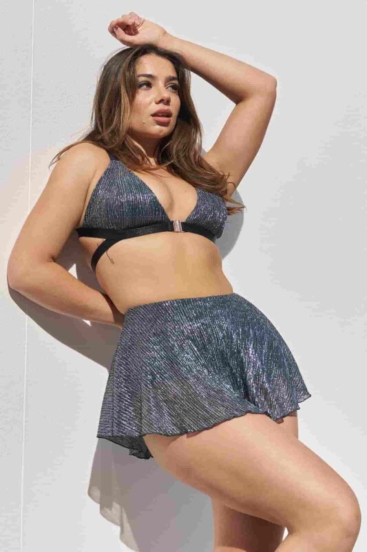 Lunalae Top Follow Me Silver–Black Pleat Mesh XL
